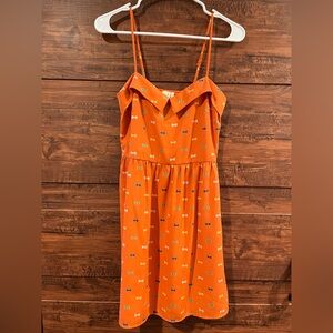 Orange Dress with Bow Pattern - Paisley and Ivy - Size Small